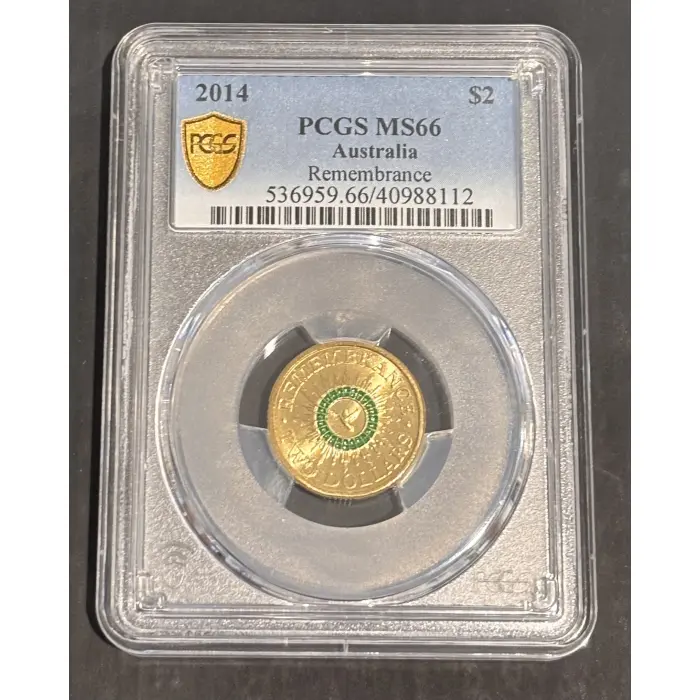 2014 $2 Remembrance Day MS66 Green Dove