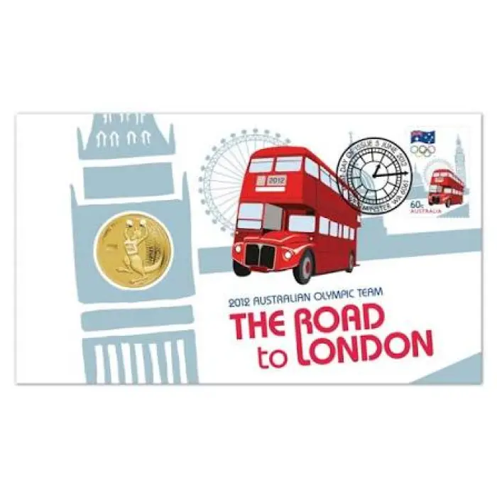 2012 Australian Olympic Team The Road to London $1 1 Dollar Coin & Stamp - Pnc