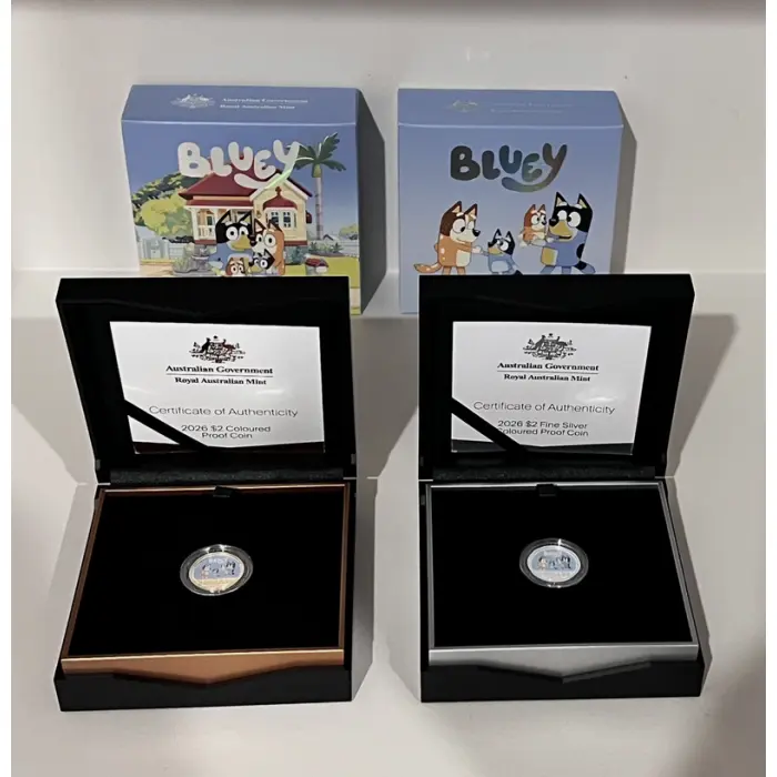 2026 Bluey Coloured Proof + Bluey Silver Proof 