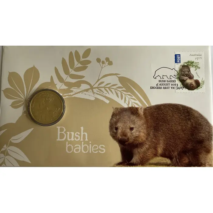 2013 BUSH BABIES - WOMBAT PNC $1 COIN & STAMP COVER