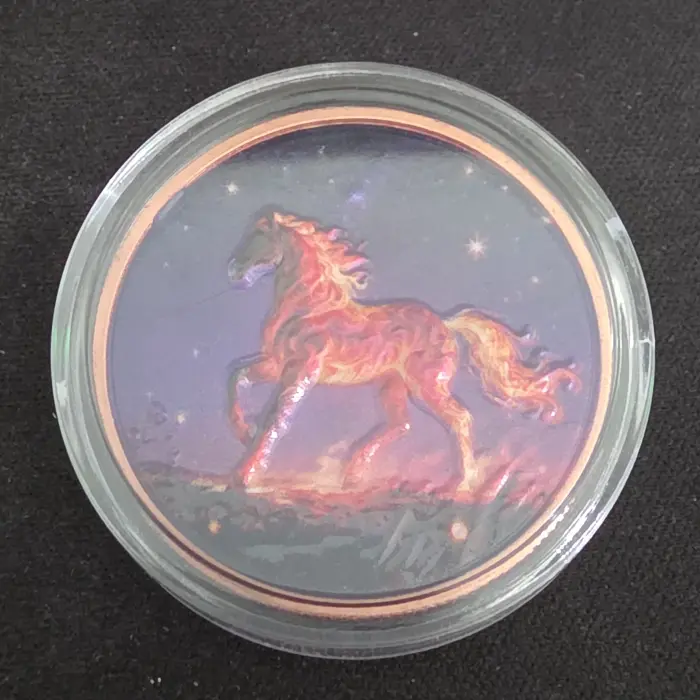 1oz 999 copper round colorised  - Fire Horse 