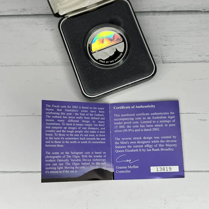 2002 Year of the Outback “Finale” $5 Hologram Silver Proof Coin