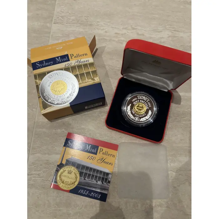 2003 Sydney Mint Pattern 150 Years $10 Coin  - Fine silver and gold plating