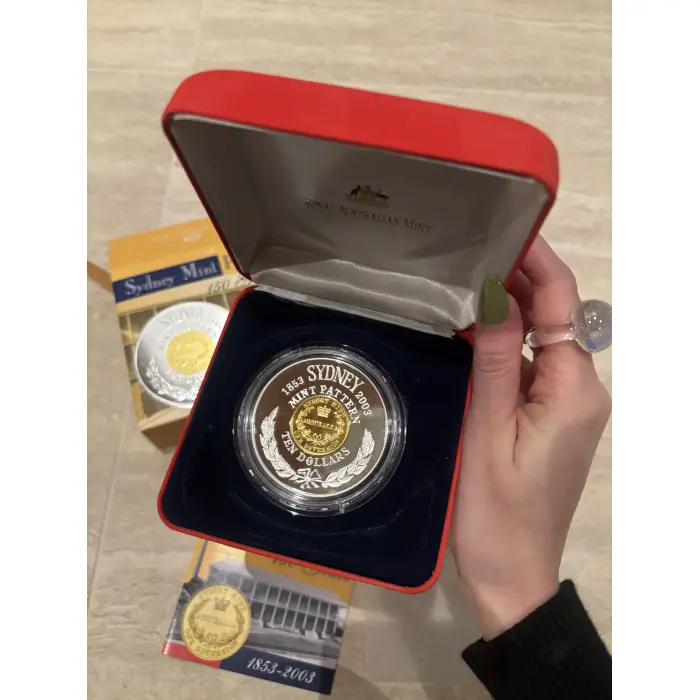 2003 Sydney Mint Pattern 150 Years $10 Coin  - Fine silver and gold plating