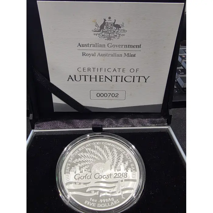 2017 1 oz $5 silver proof Queens Baton Relay