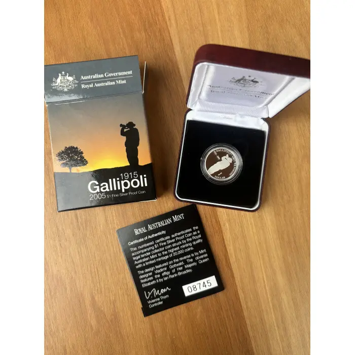 2005 Gallipoli $1 Silver Proof Coin 