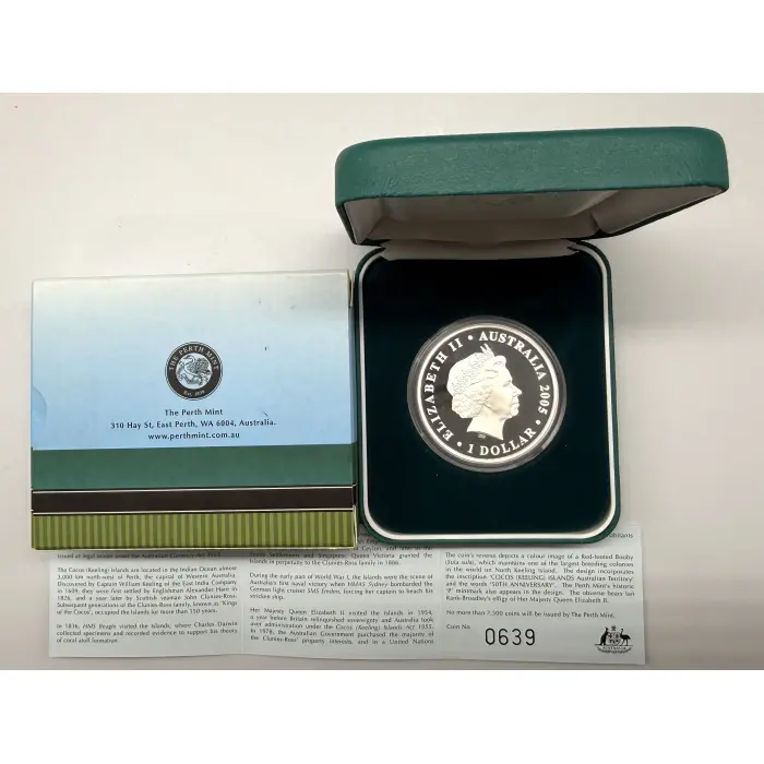 2005 Perth Mint 50th Anniversary of the Cocos (Keeling) Island 1oz silver coin