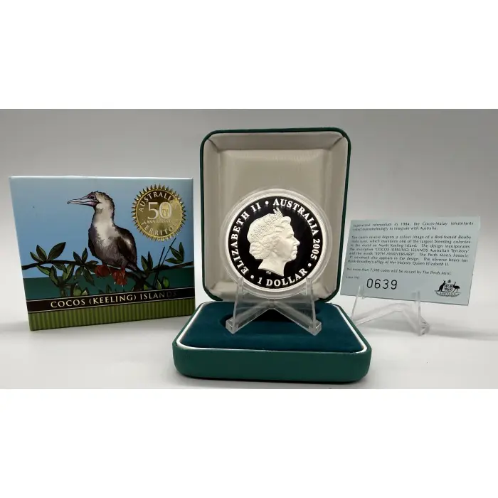 2005 Perth Mint 50th Anniversary of the Cocos (Keeling) Island 1oz silver coin