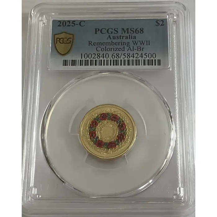2025-C $2 POPPY WREATH COLOURED COIN - PCGS MS68