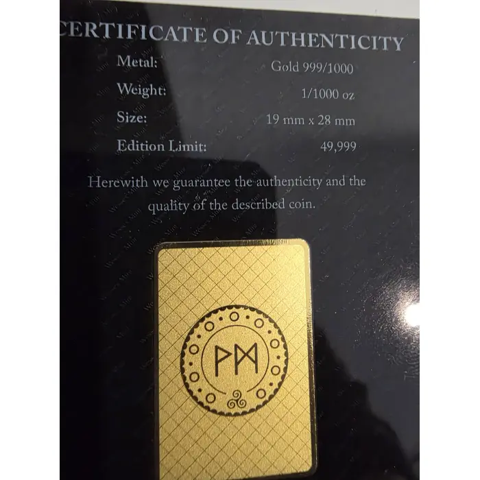 1/1000th oz gold bar "eagle" 