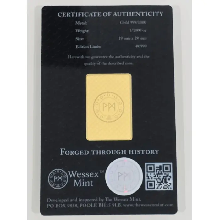 1/1000th oz gold bar "eagle" 