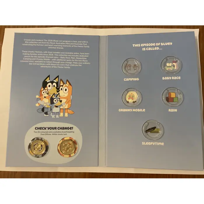 2026 Bluey $2 Uncirculated Coin Collection Folder and Five-Coin Set unopened 
