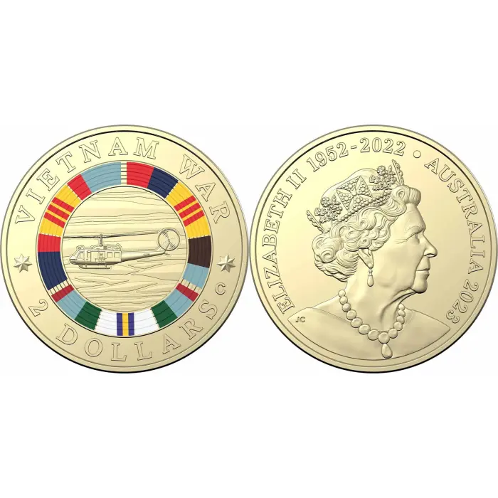 2023 $2 'C' Uncirculated Coloured Coin Vietnam War 50th Anniversary