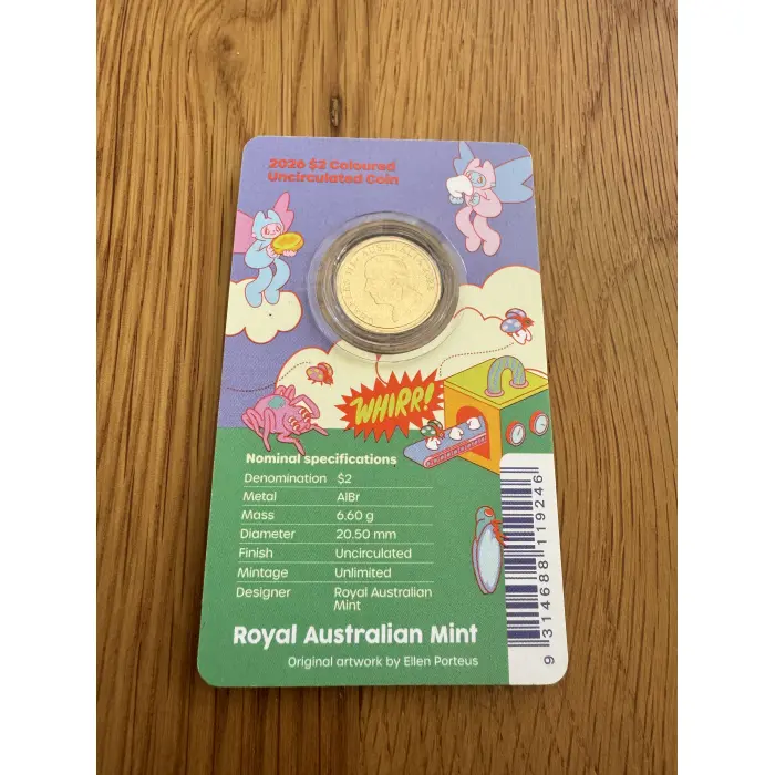 2026 Tooth Fairy $2 Coloured Uncirculated Coin Card RAM Australia UNC