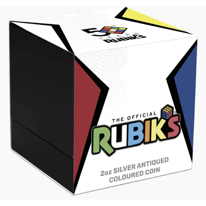2024 Rubix Cube 50th Anniversary 2oz Silver Antiqued Coloured Coin