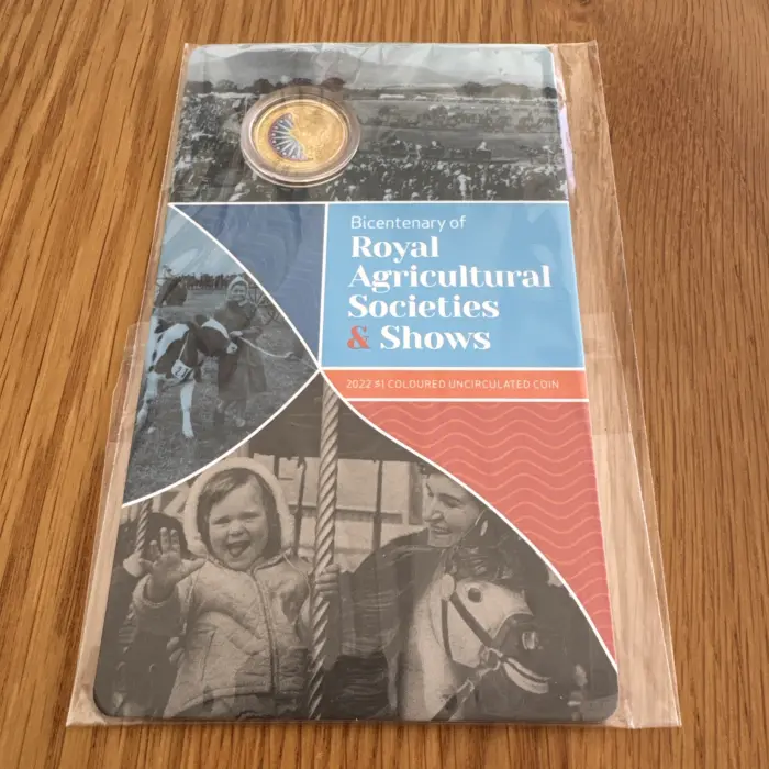 2022 Uncirculated Coloured $1 Coin. Bicentenary of Royal Agricultural Societies