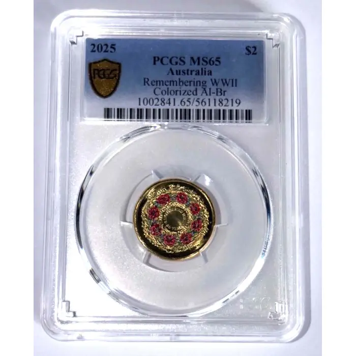 PCGS MS65 - Remembering WW11  80 yrs on  Poppy Wreath - 9 in Cert running order.