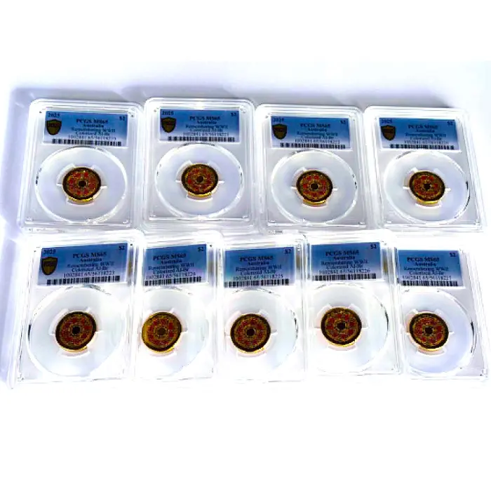 PCGS MS65 - Remembering WW11  80 yrs on  Poppy Wreath - 9 in Cert running order.