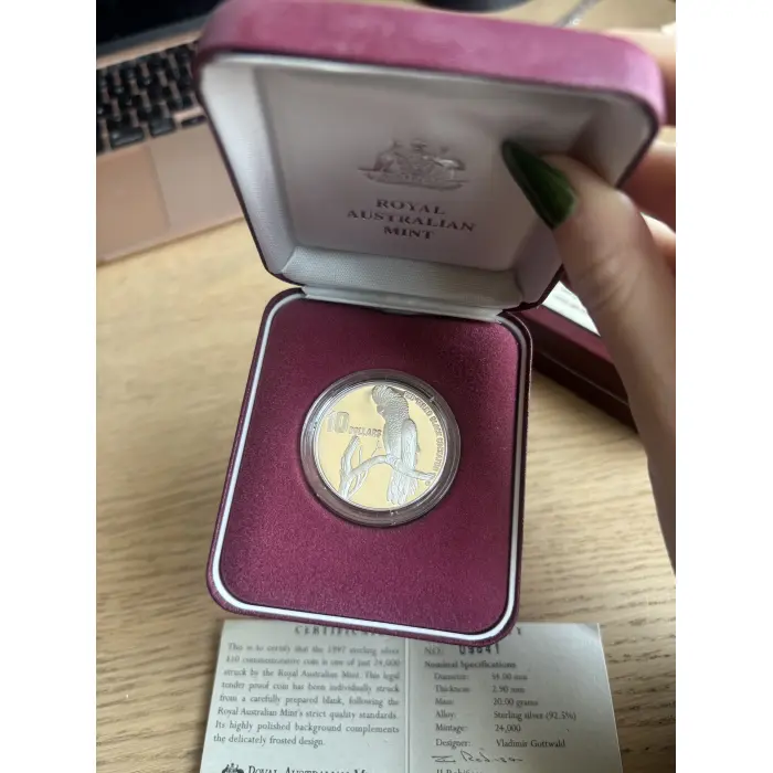 1997 $10  Silver Proof Coin - Australia's Endangered Species Cockatoo 