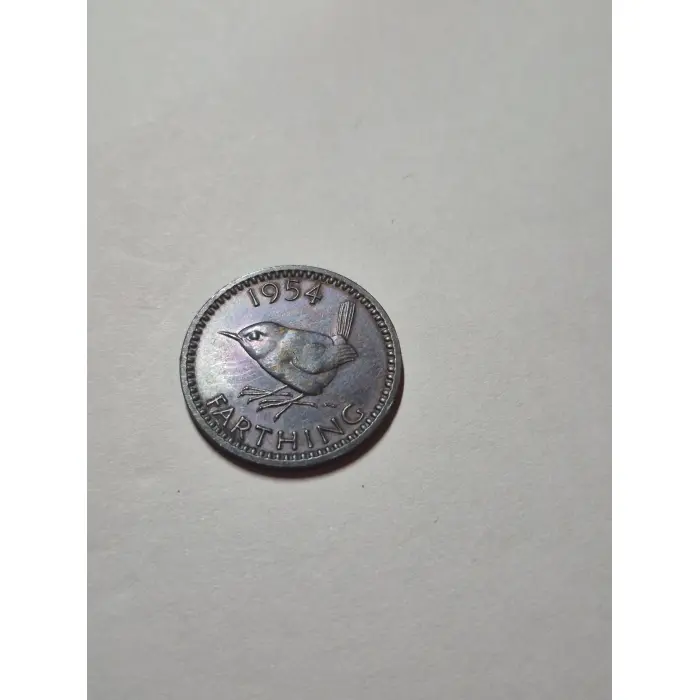 1954 British Farthing – Beautiful Natural Rainbow Toning