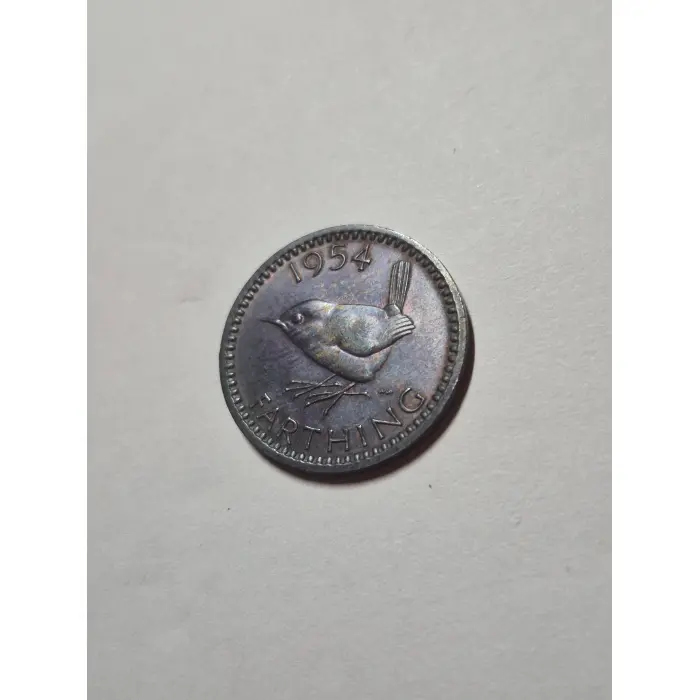 1954 British Farthing – Beautiful Natural Rainbow Toning
