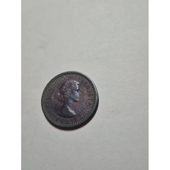 1954 British Farthing – Beautiful Natural Rainbow Toning