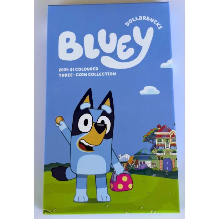 2024 Bluey Dollarbucks $1 Coloured Unc 3 Coin Collection.