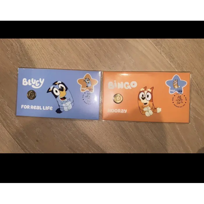 Pair - 2026 Bluey & Bingo PNC $2 Coin Hooray + For Real Life
