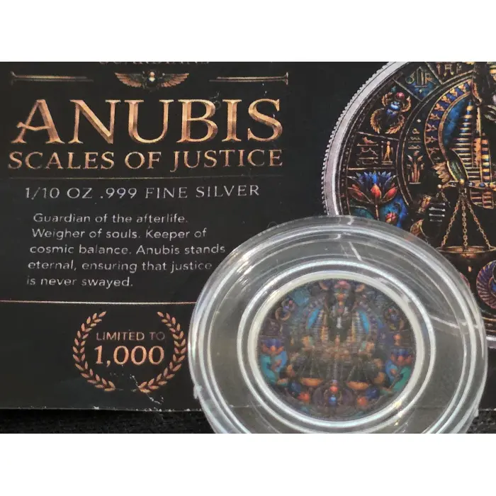 Anubis 1/10 oz .999 Fine Silver Colorised Coin – 1000 mintage