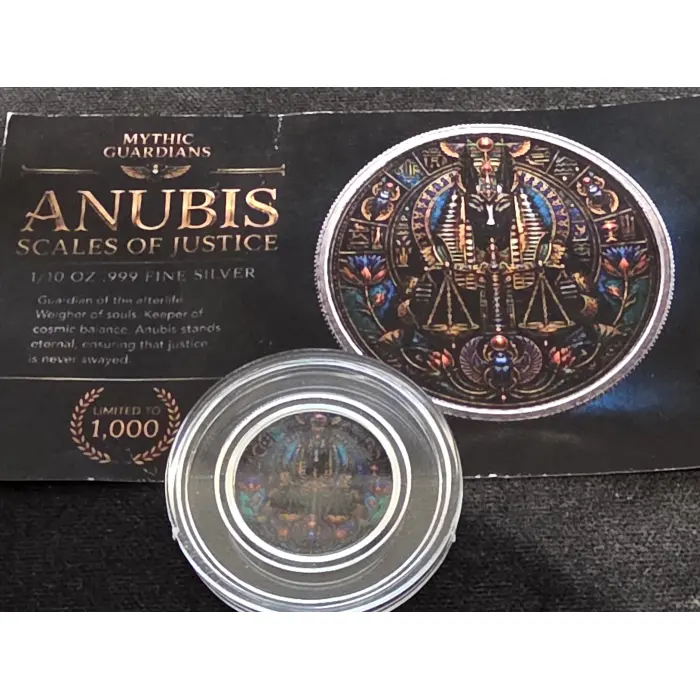 Anubis 1/10 oz .999 Fine Silver Colorised Coin – 1000 mintage