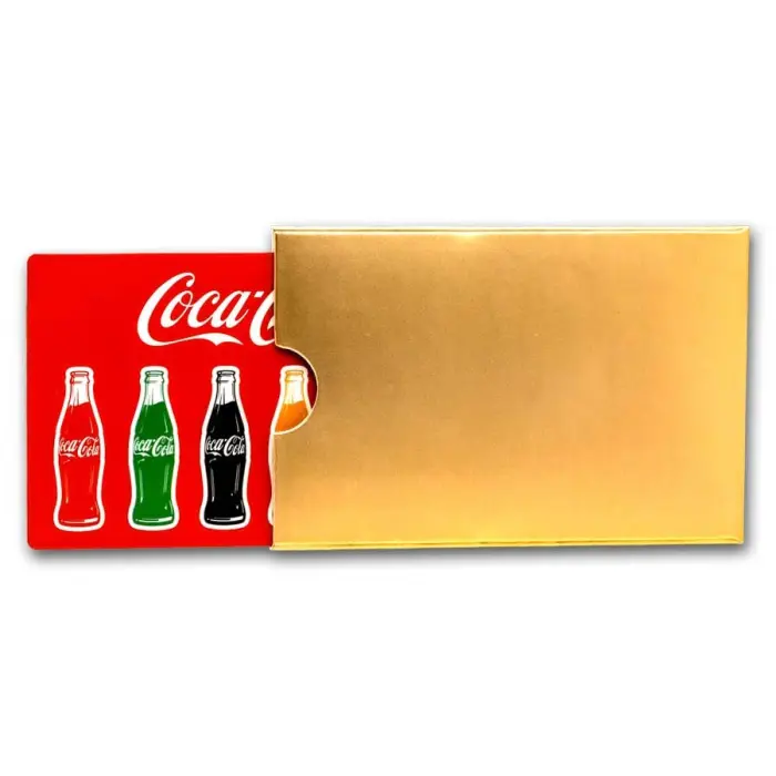 Coca-Cola 1/1000oz Gold Shaped Bottle Collectible in Display Card