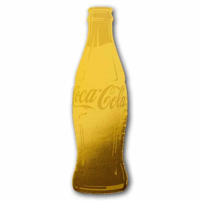 Coca-Cola 1/1000oz Gold Shaped Bottle Collectible in Display Card
