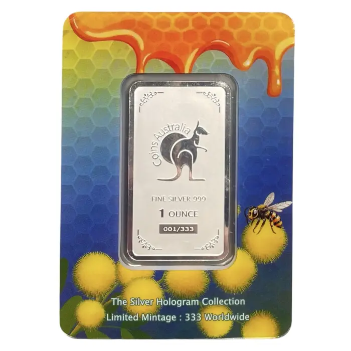 2026 1oz Wings of Wonder - Honey Bee Silver Hologram Minted Bar