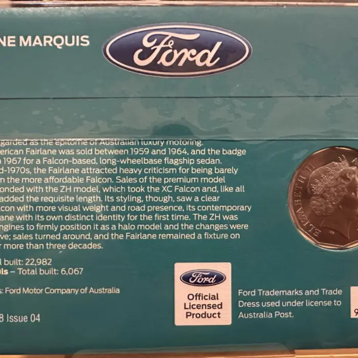 2018 50c RAM Ford Australian Classics 1976 ZH Fairlane Marquis Coloured Coin PNC