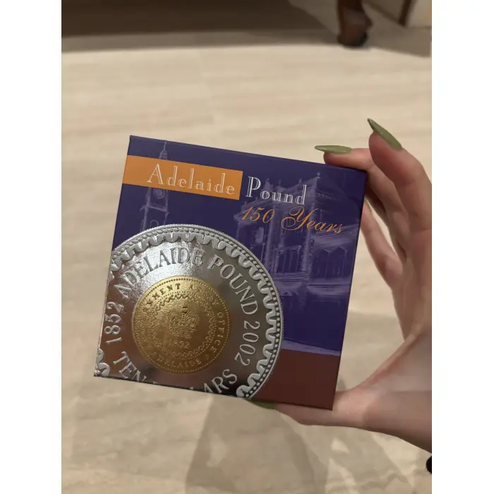 2002 Adelaide Pound 150 Years $10 Coin - Fine Silver and Gold Plated