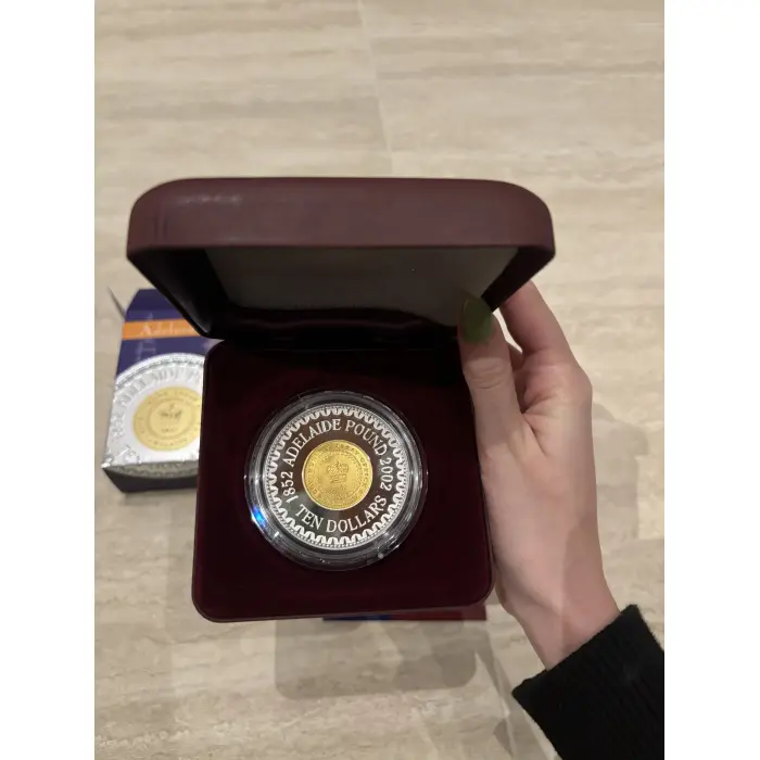 2002 Adelaide Pound 150 Years $10 Coin - Fine Silver and Gold Plated