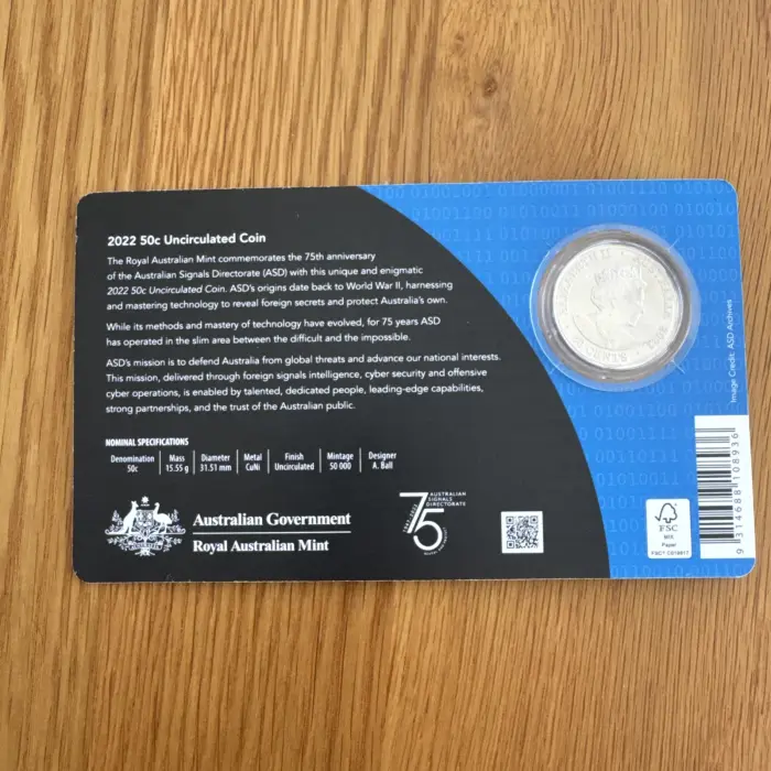 AUSTRALIAN: 2022 50 CENT SIGNALS DIRECTORATE REVEAL & PROTECT UNC COIN