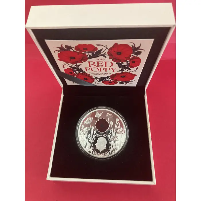 2026 2oz Fine Silver Proof Red Poppy Window Coin Nuie $5 **400 Mintage
