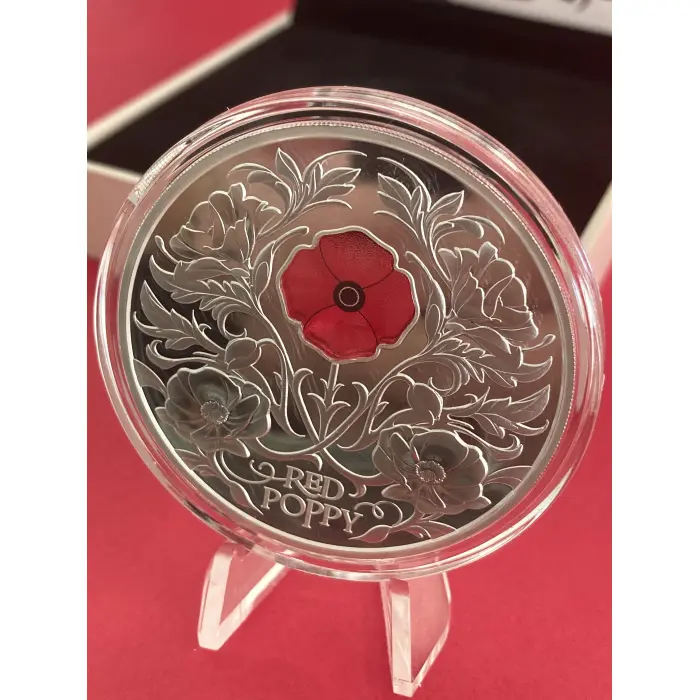 2026 2oz Fine Silver Proof Red Poppy Window Coin Nuie $5 **400 Mintage
