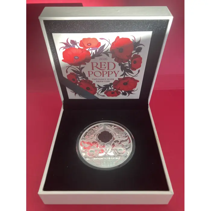 2026 2oz Fine Silver Proof Red Poppy Window Coin Nuie $5 **400 Mintage
