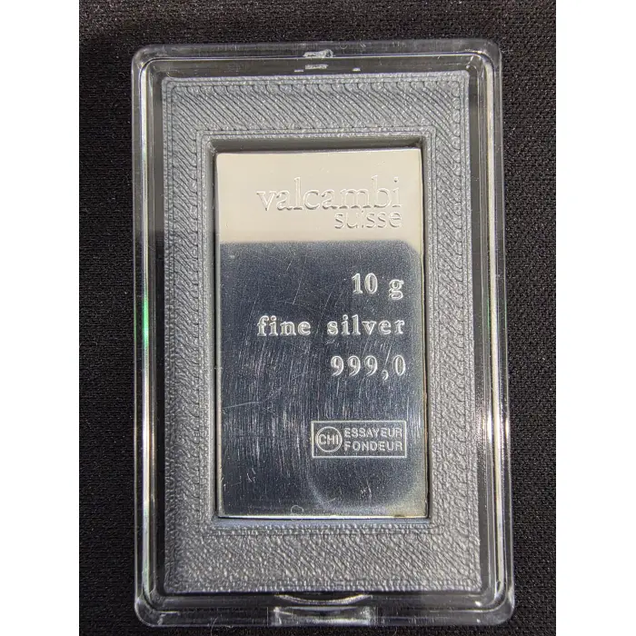 10 gram valcambi 999 silver breakaway bar in case