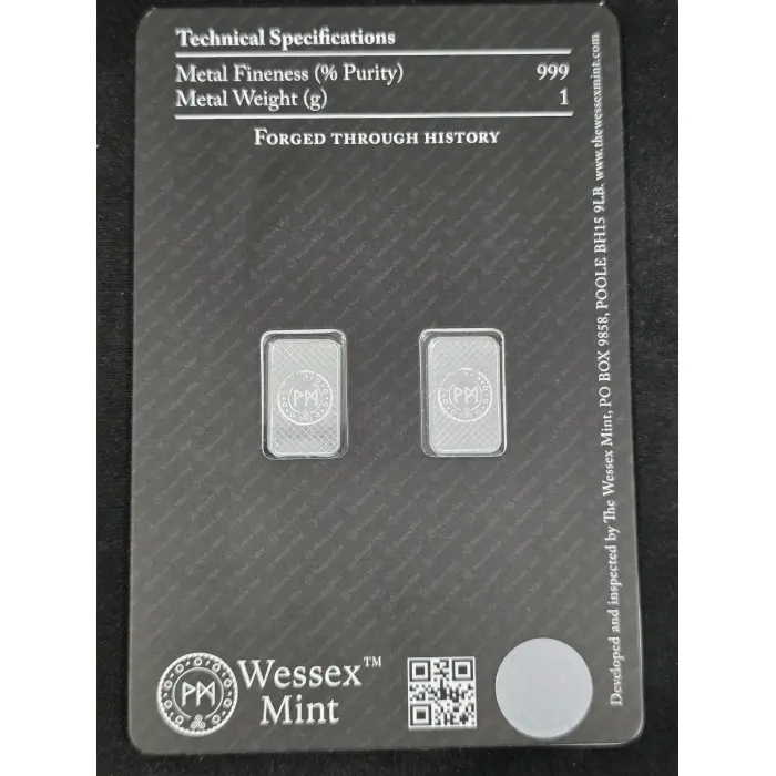 2 x 1g 999 fIne silver bars in blister "FLAMINGO"