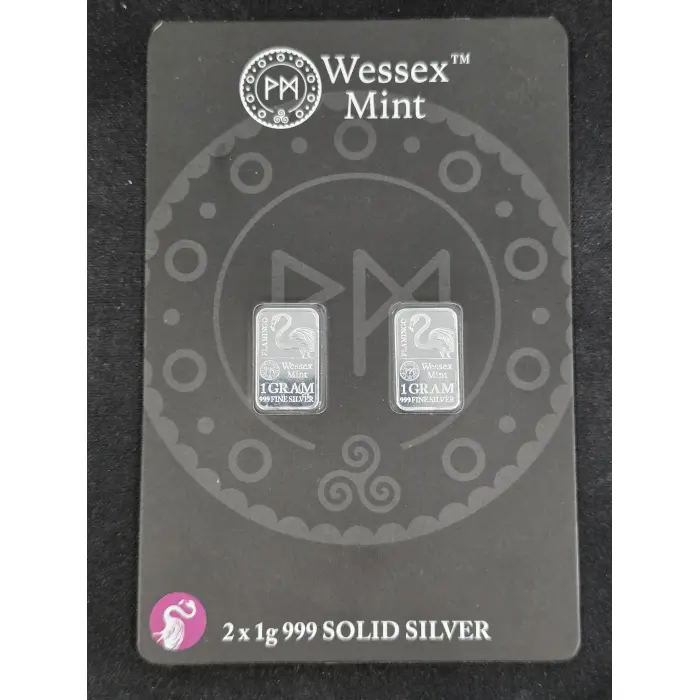 2 x 1g 999 fIne silver bars in blister "FLAMINGO"
