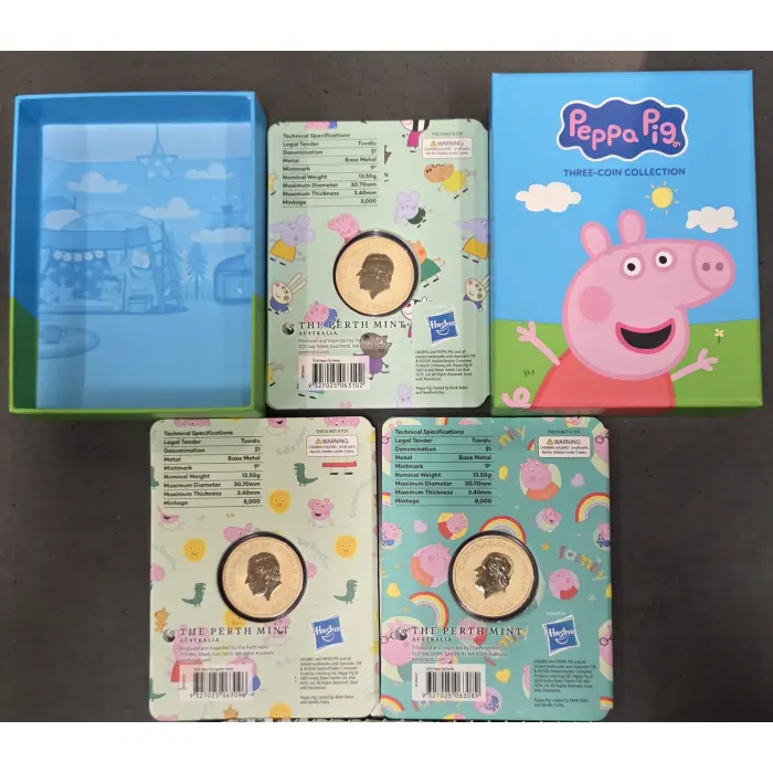 Peppa Pig Three-Coin Collection 2026 Coloured Collector Coins Complete Set