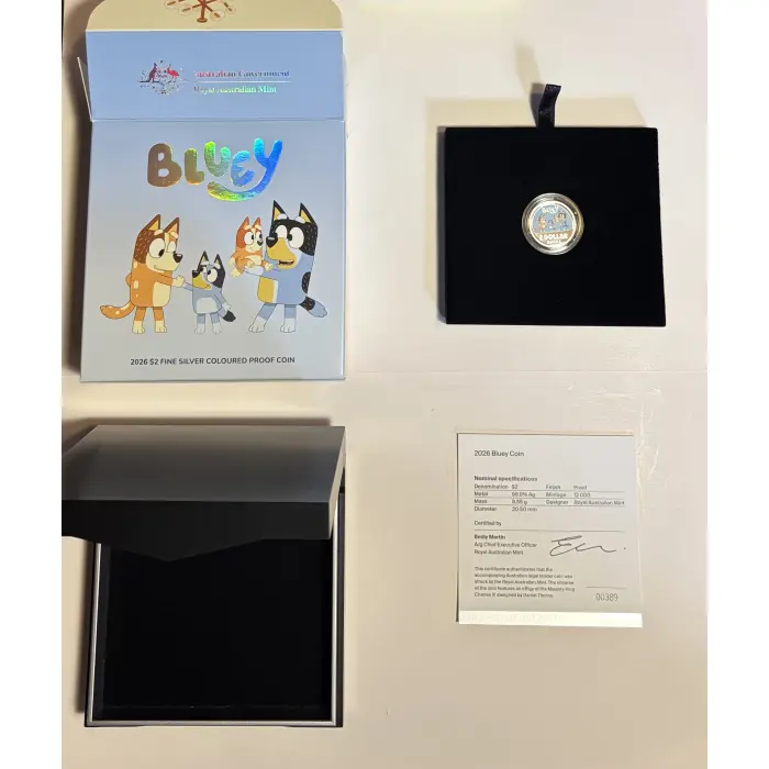 2026 $2 Bluey Coloured Silver Proof Coin