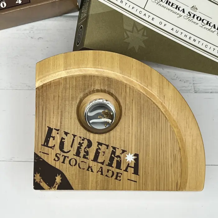 2004 Eureka Stockade Silver Locket coin with gold nuggets