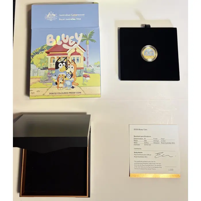 2026 Bluey $2 Coloured AlBr Proof Coin