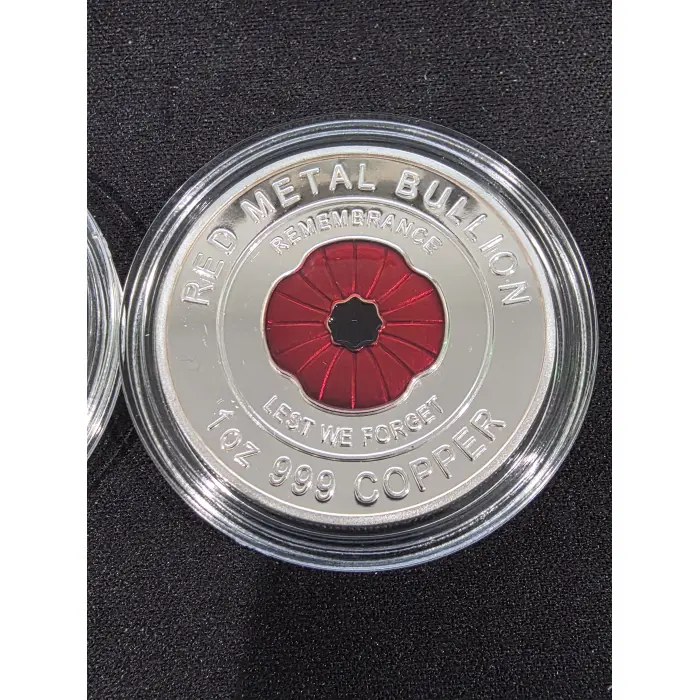 3 x 1oz silver plated coppers red poppy, purple poppy, plain poppy remembrance