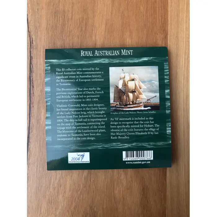 2004 Bicentenary of Tasmania $5 coin 
