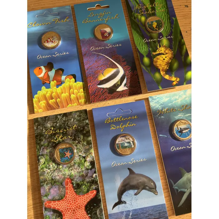 Ocean Series  $1 Coloured Coins - Full Set of 6 Coins 